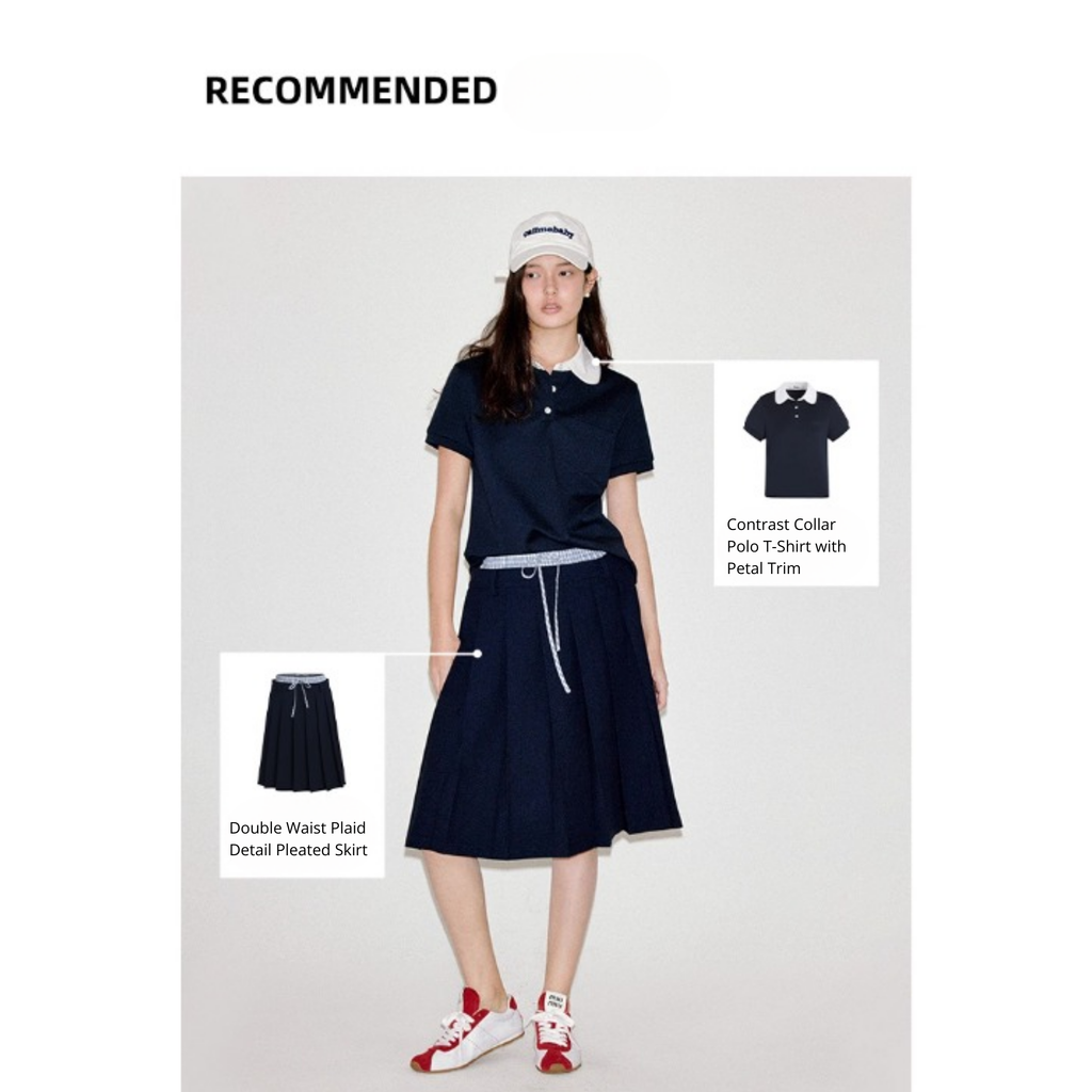 Van Lowe Blume Retro Collegiate Pleated Skirt – Double Waist Casual Summer Skirt for Women 2025
