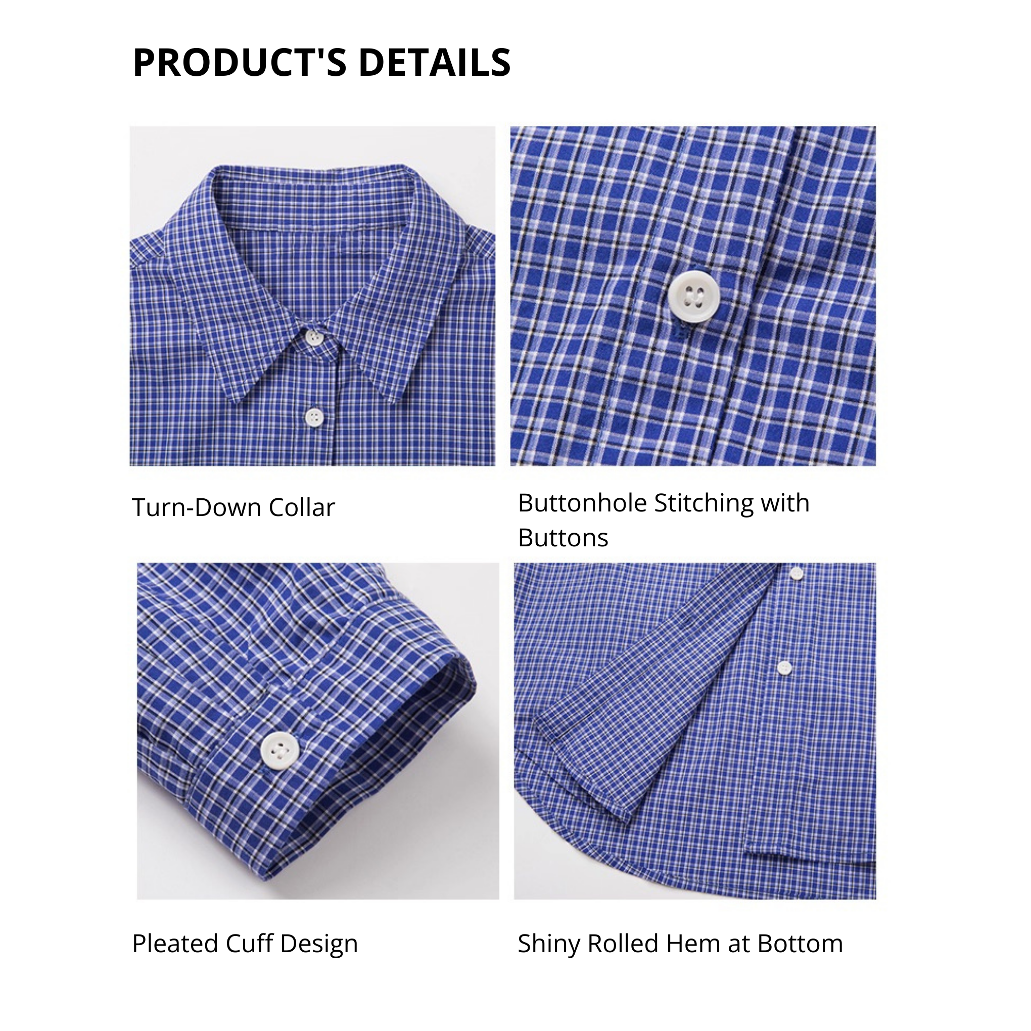 Van Lowe Retro College Plaid Shirt – Blue Loose Fit Casual Top for Women Fall 2025