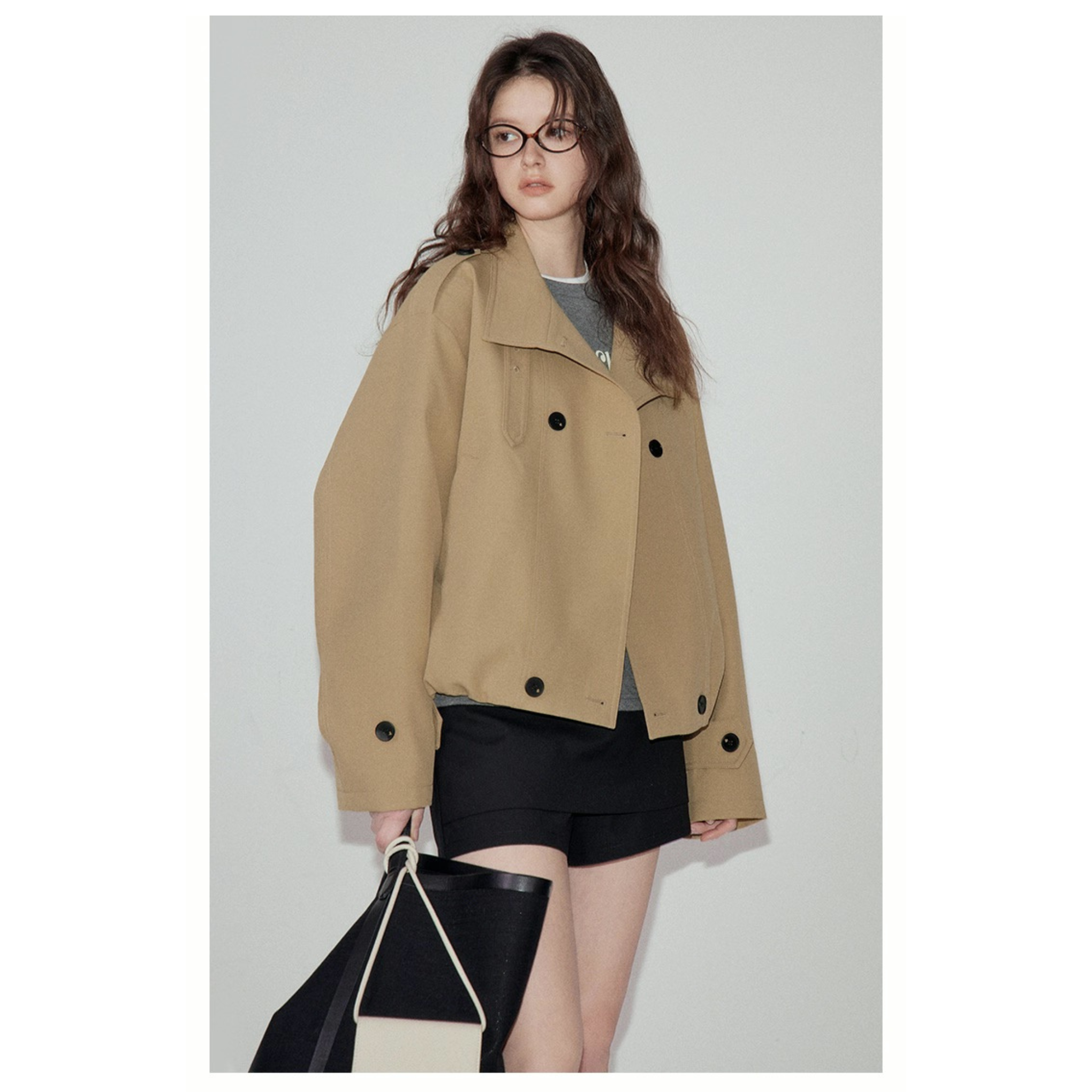 Van Lowe Blume Fashion Minimalist Cropped Trench Coat – Playful Bud Hem, Sweet & Sassy Women’s Spring Jacket
