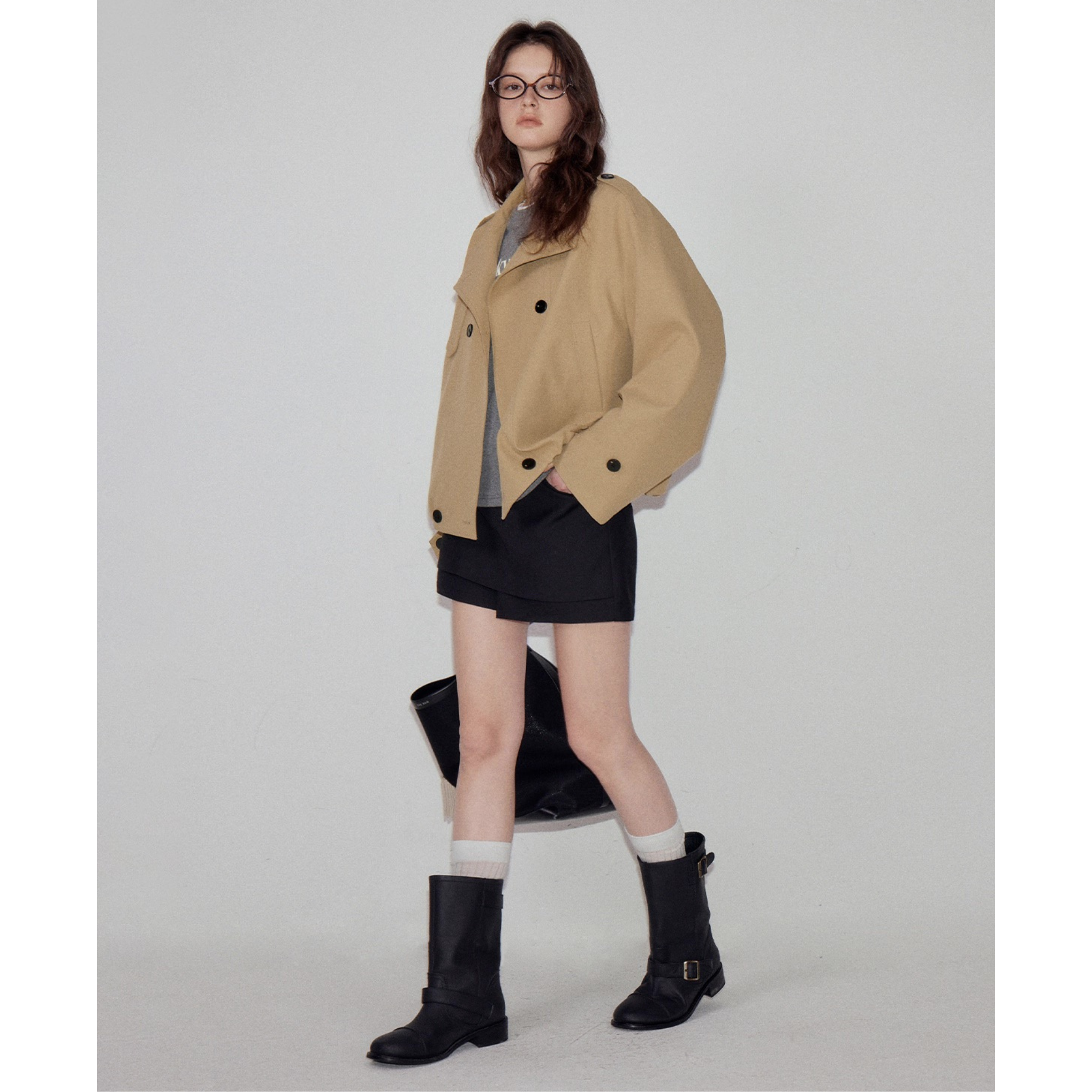 Van Lowe Blume Fashion Minimalist Cropped Trench Coat – Playful Bud Hem, Sweet & Sassy Women’s Spring Jacket