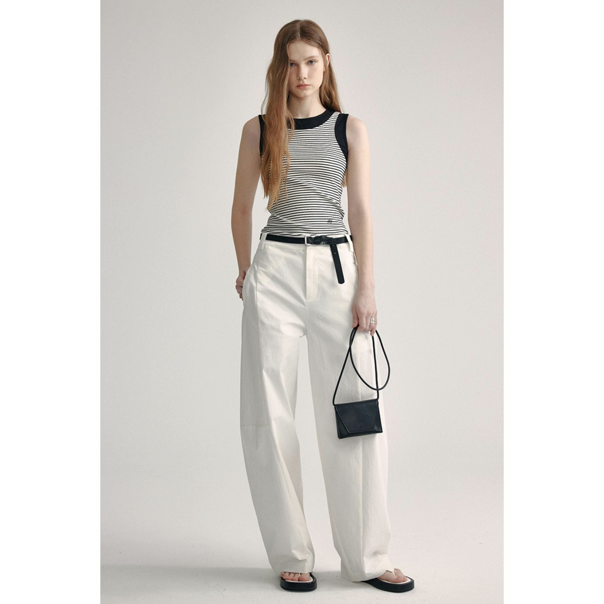 White Straight Leg Casual Pants Women's High Waist Slim Cotton 2025 Summer Loose Scimitar Pants Versatile Wide-leg Pants