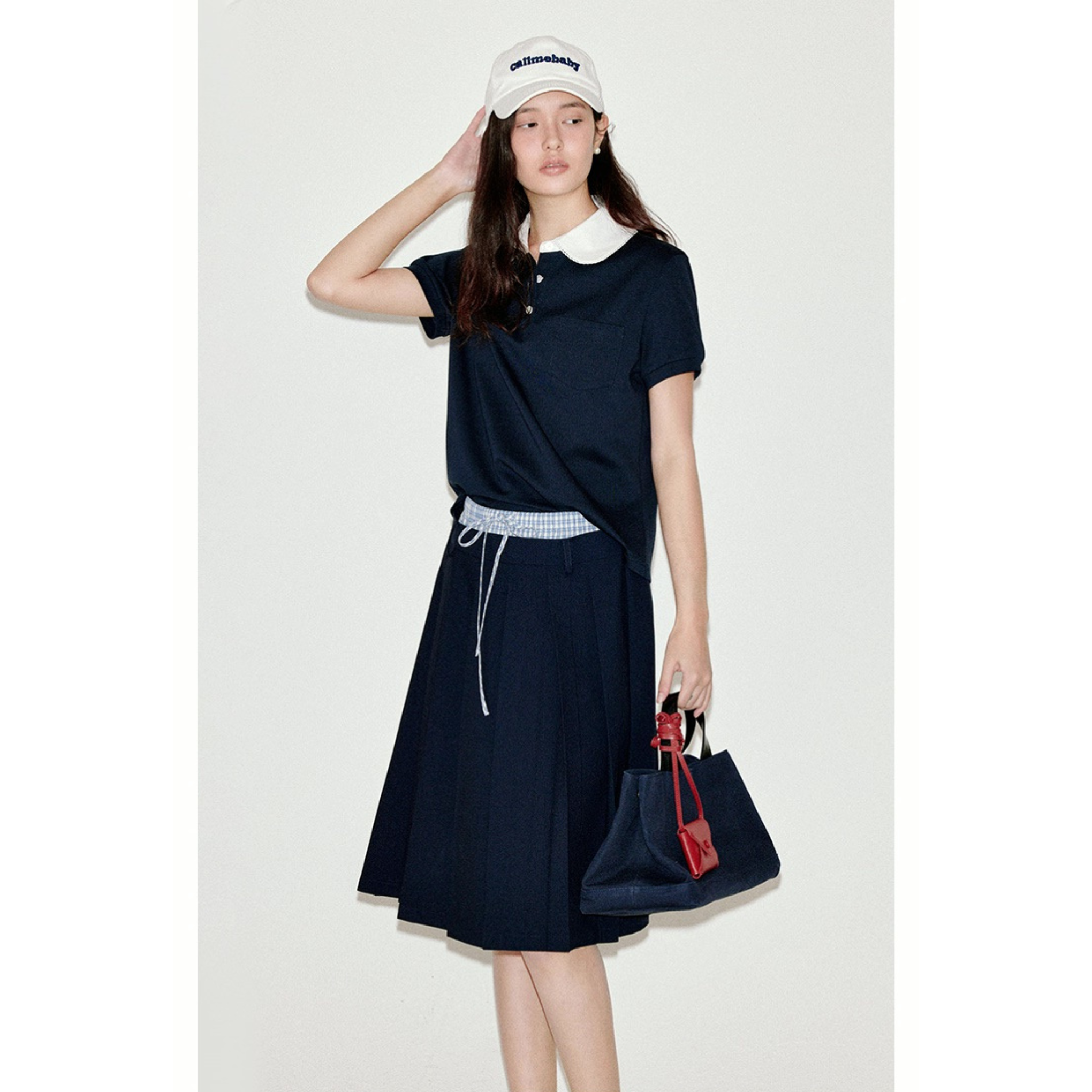 Van Lowe Blume Retro Collegiate Pleated Skirt – Double Waist Casual Summer Skirt for Women 2025