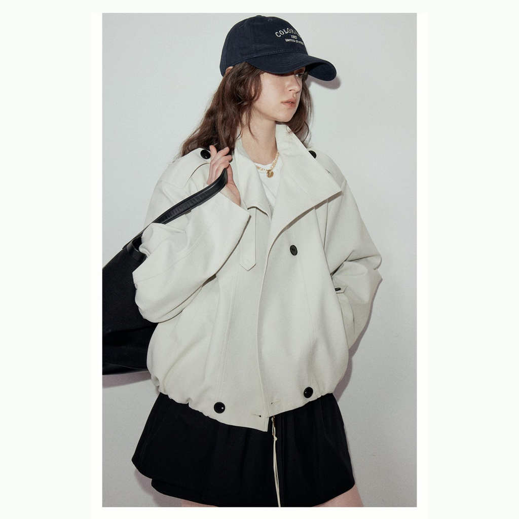 Van Lowe Blume Fashion Minimalist Cropped Trench Coat – Playful Bud Hem, Sweet & Sassy Women’s Spring Jacket