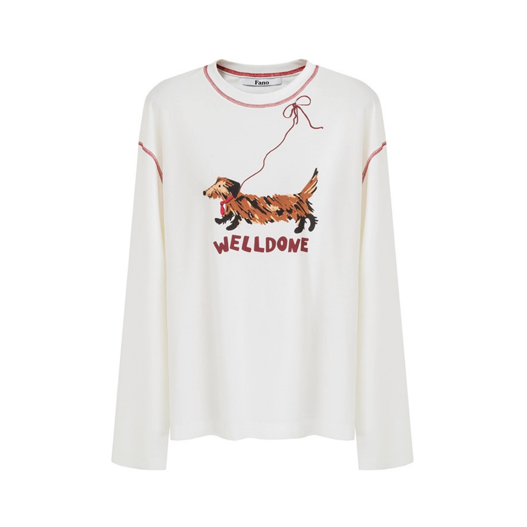 Van Lowe Blume Women’s Long Sleeve T-Shirt – Lazy Wind Leash Puppy Print, Fun Fall 2025 Casual Top