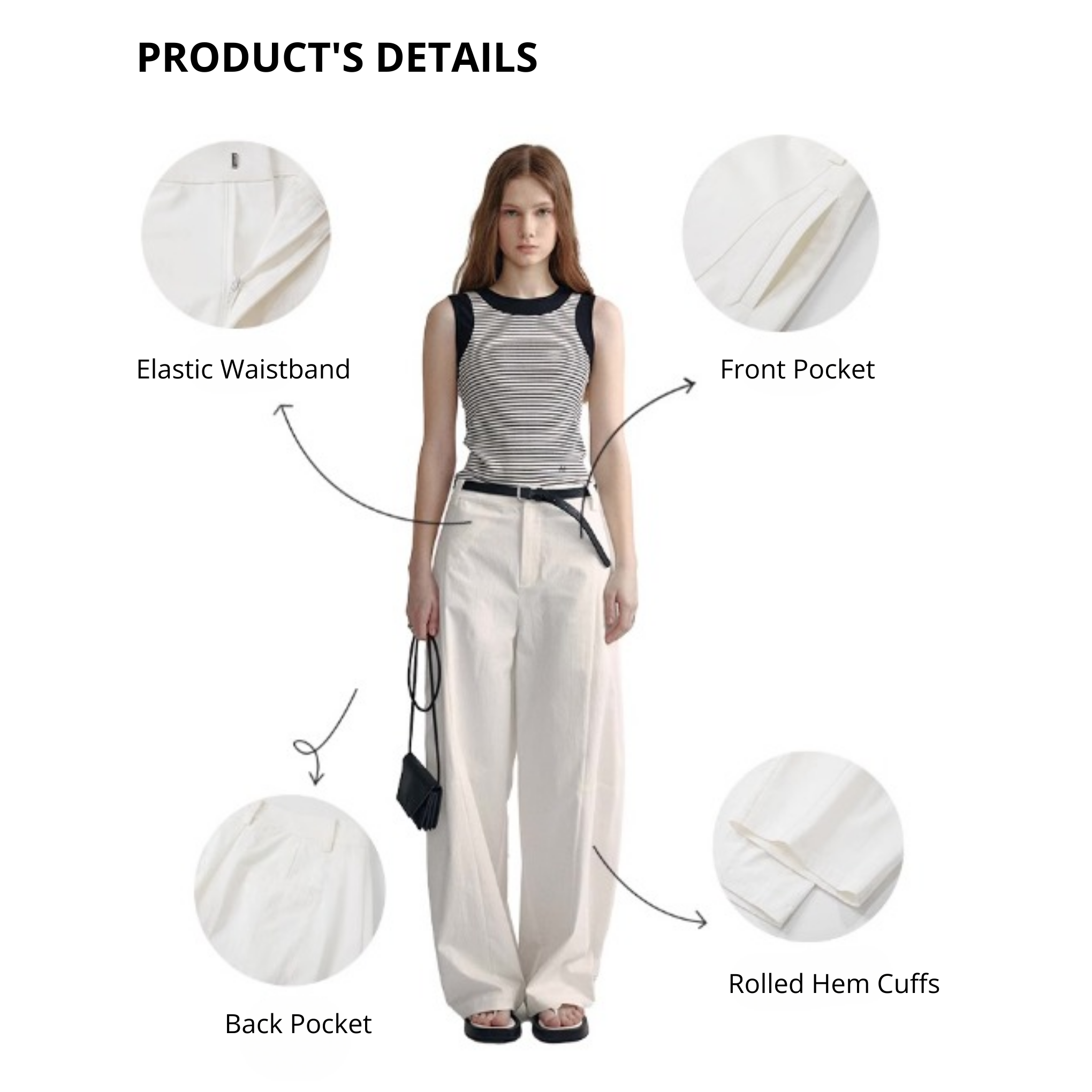 White Straight Leg Casual Pants Women's High Waist Slim Cotton 2025 Summer Loose Scimitar Pants Versatile Wide-leg Pants