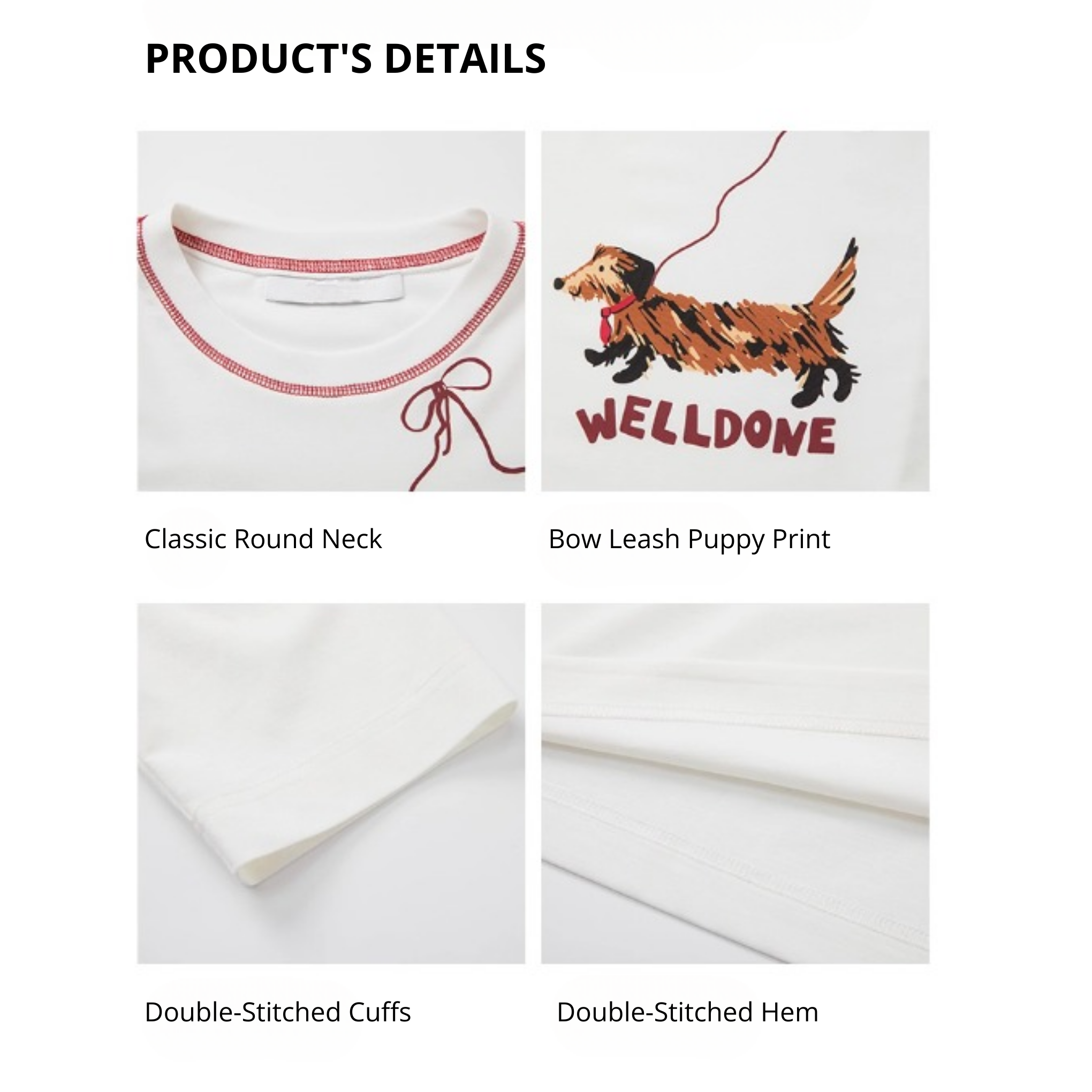 Van Lowe Blume Women’s Long Sleeve T-Shirt – Lazy Wind Leash Puppy Print, Fun Fall 2025 Casual Top