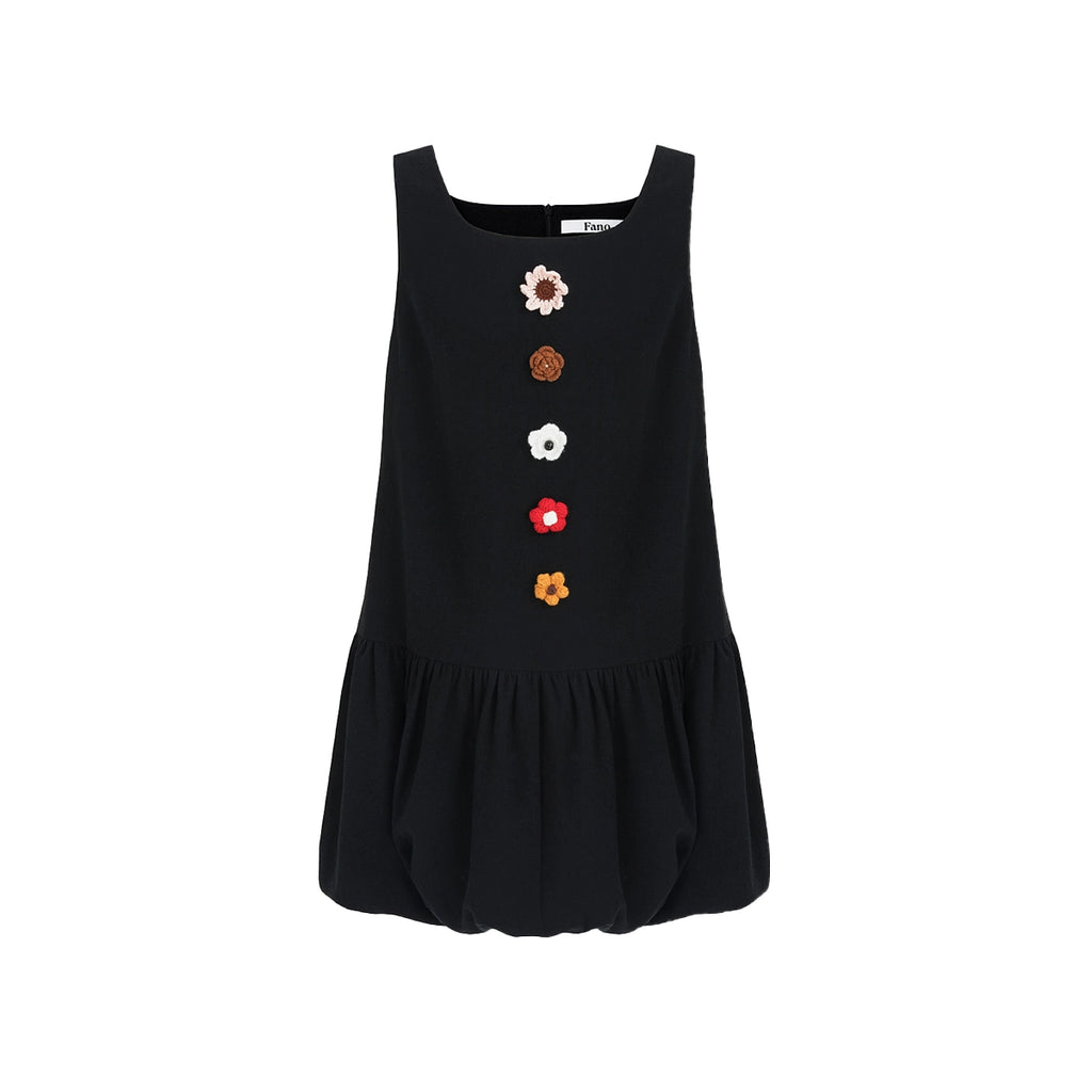 Van Lowe Blume Linen Crochet Flower Bud Dress – Breathable Handwoven Sleeveless Vest & Skirt Set for Women