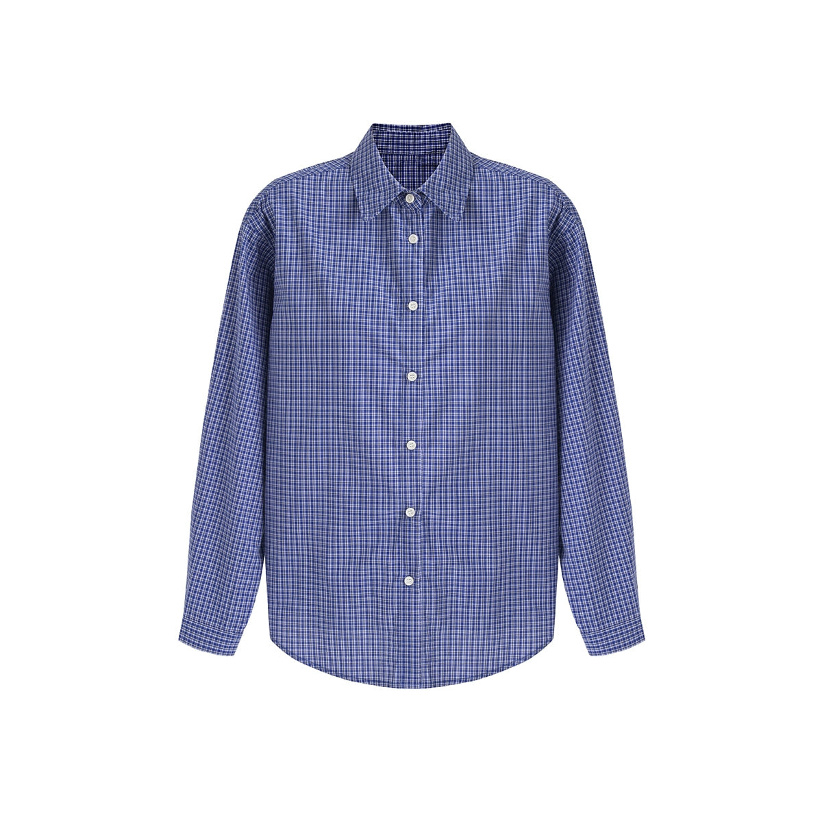 Van Lowe Retro College Plaid Shirt – Blue Loose Fit Casual Top for Women Fall 2025