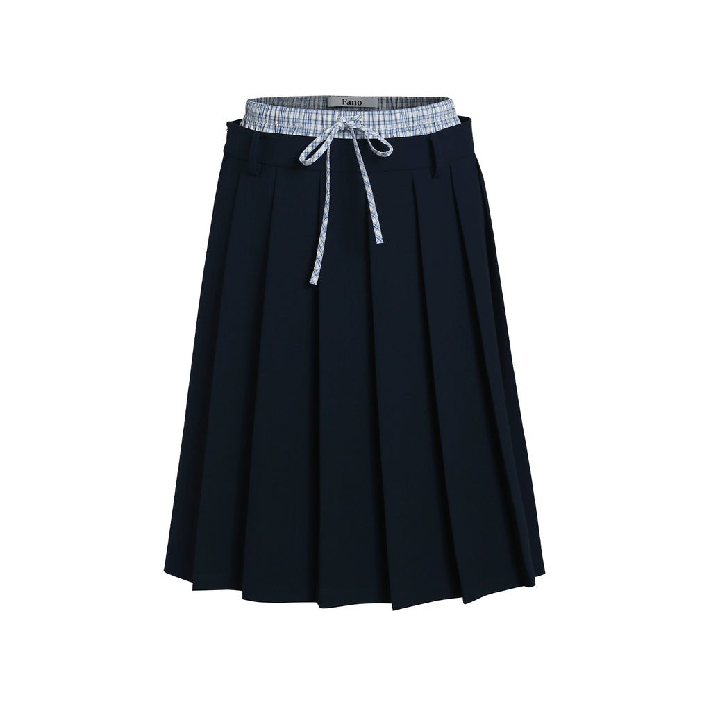 Van Lowe Blume Retro Collegiate Pleated Skirt – Double Waist Casual Summer Skirt for Women 2025